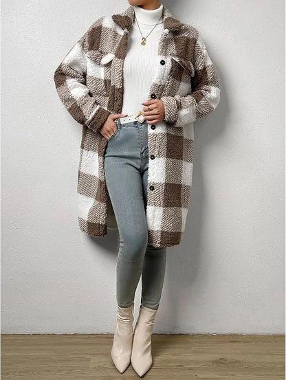 Liora™ - Plaid Pitkä Väljä Coat