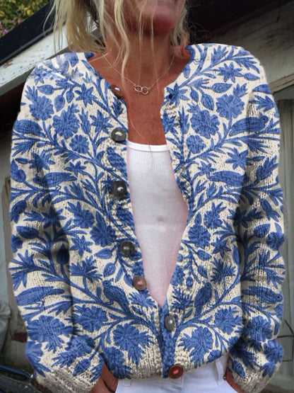 Pauline™ – Kukkakuvioitu Neulottu Cardigan