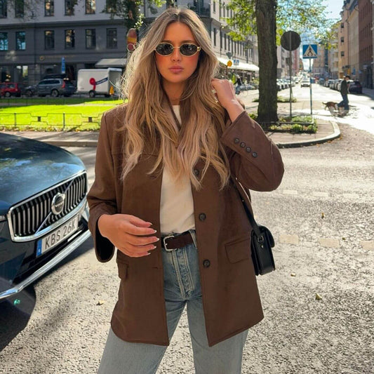 Asta™ - Vintage Mokkanahkainen Bleiseri