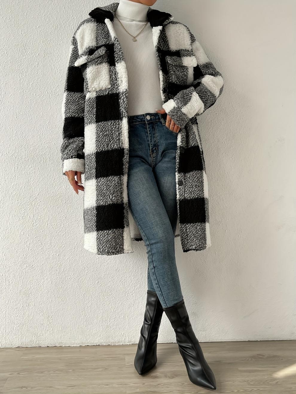 Liora™ - Plaid Pitkä Väljä Coat